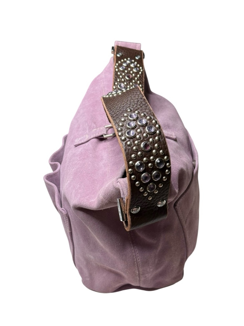 Deadstock: new Tylie Malibu ᪣ Utility Suede Hobo Bag ᪣ Crystal Strap ᪣ Lilac Y2K - Picture 7 of 16